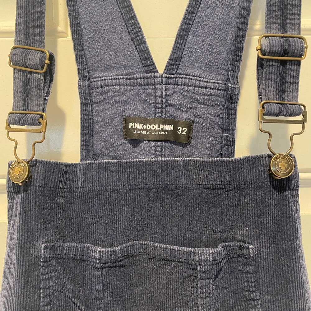 Pink Dolphin brand blue Corduroy overalls size 32